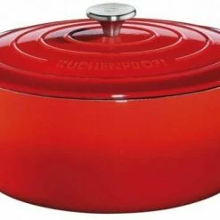 Küchenprofi Bratentopf Oval Aus Gusseisen In Rot 35 Cm / 27,5 X 22x5 Cm / 8,9 Liter/ / 27 Cm / 42,5 Cm