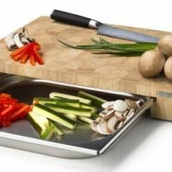 Continenta Schneidebrett Aus Gummibaum Stirnholz Mit Schublade 48 X 32,5 X 6 Cm -Casserole shop 4026 4027 Deko 2 l 1