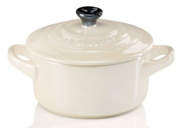 Le Creuset Mini Cocotte In Creme Metallic 3 Le Creuset Mini Cocotte In Creme Metallic