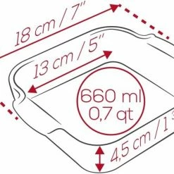 Appolia Auflaufform Quadratisch In Rot 21 Cm / 1,1 Liter -Casserole shop APPOLIA DIMENSIONS Carre 18 2 1