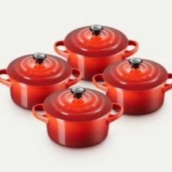 Le Creuset Mini-Cocotte Kirschrot, 4er-Set